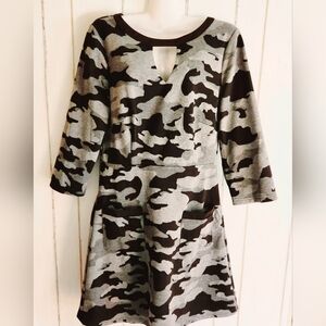 Papillon Sweatshirt Dress sz S NWT Black & Gray Camo